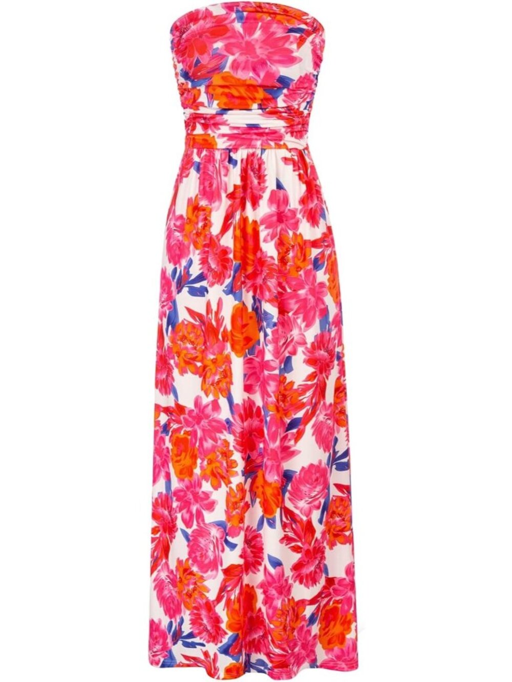 Women's Maxi Dress Pink Orange Strapless Neck Sleeveless A LINE Summer Comfort